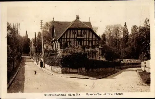 Ak Louveciennes Yvelines, Grande Rue et Rue Carnot