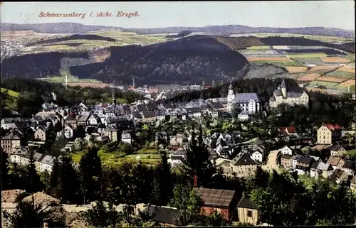 Ak Schwarzenberg im Erzgebirge Sachsen, Gesamtansicht der Stadt mit Umgebung