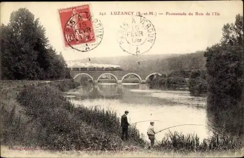 Ak Luzancy Seine et Marne, Promenade du Bois de I'Ile