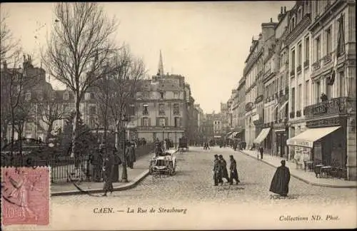 Ak Caen Calvados, La Rue de Strasbourg