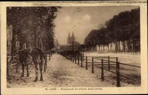 Ak Caen Calvados, Promenade des Fossés Saint Ju,ien