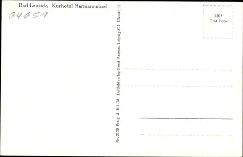 Ak Bad Lausick in Sachsen, Kurhotel Hermannsbad, Fliegeraufnahme