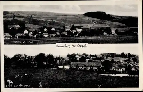 Ak Venusberg Drebach Erzgebirge, Unterer Ortsteil, Blick auf Rittergut