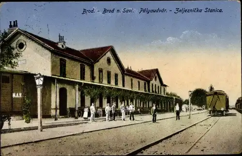 Ak Slavonski Brod Kroatien, Palyaudvar, Zeljeznicka Stanica
