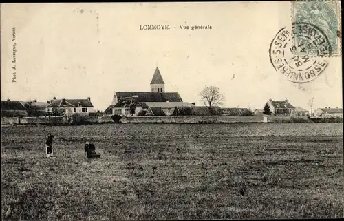 Ak Lommoye Yvelines, Gesamtansicht, Kirche