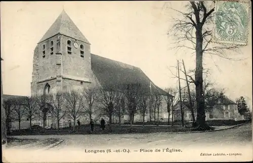 Ak Longnes Yvelines, Place de l'Église