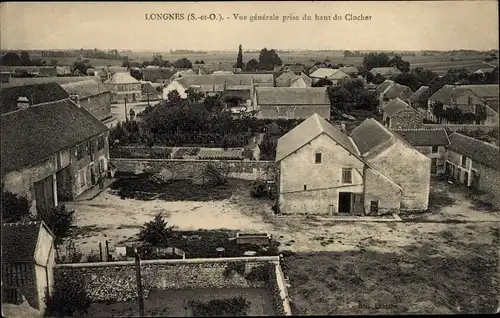 Ak Longnes Yvelines, Vue Générale prise du haut du Clocher