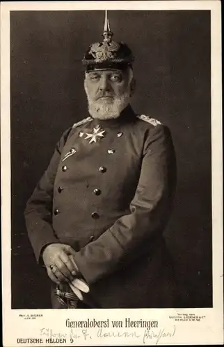 Ak Generaloberst von Heeringen mit Pickelhaube, Uniform