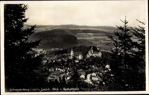 Ak Schwarzenberg im Erzgebirge Sachsen, Blick vom Rockelmann