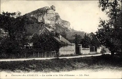 Ak Les Andelys Eure, La roche a la Tete d'Homme