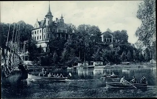 Ak Grimma in Sachsen, Gattersberg, Wasserpartie, Bootsfahrt