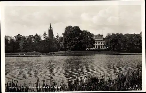 Ak Oranienbaum Wörlitz Sachsen Anhalt, Blick auf Kirche und Schloss