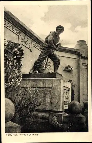 Ak Péronne Somme, Kriegerdenkmal, Defense de Peronne