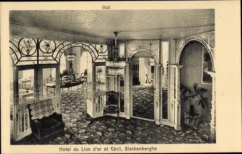 Ak Blankenberge Westflandern, Hotel du Lion d'or et Cecil, Hall