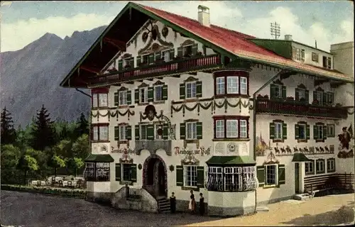 Ak Schliersee in Oberbayern, Terofal's Gasthof Neuhaus zur Post, Lüftlmalerei