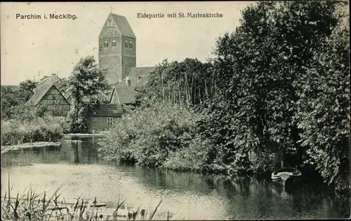 Ak Parchim in Mecklenburg, Eldepartie, St Marienkirche