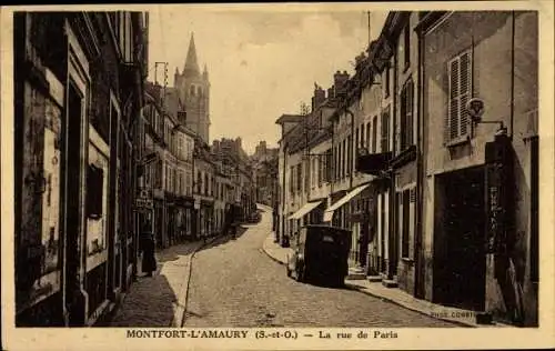 Ak Montfort l'Amaury Yvelines, Rue de Paris, voiture