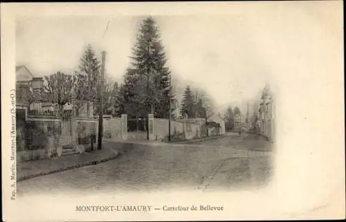 Ak Montfort l'Amaury Yvelines, carrefour de Bellevue