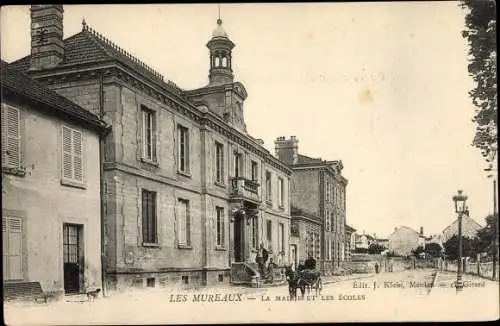 Ak Les Mureaux Yvelines, La Mairie et les Écoles, equipe d'âne