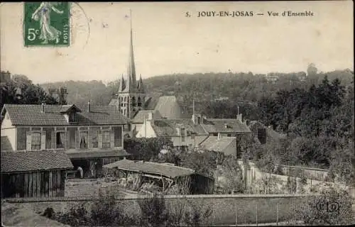 Ak Jouy en Josas Yvelines, vue d'Ensemble, clocher