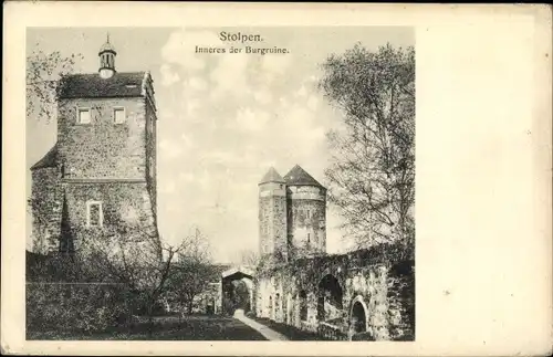 Ak Stolpen in Sachsen, Inneres der Burgruine