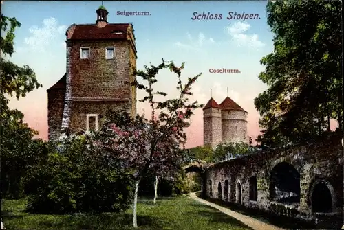 Ak Stolpen in Sachsen, Seiger und Koselturm, Schloss