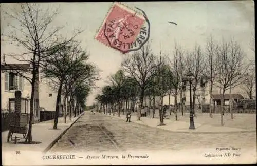 Ak Courbevoie Hauts de Seine, Avenue Marceau, la Promenade