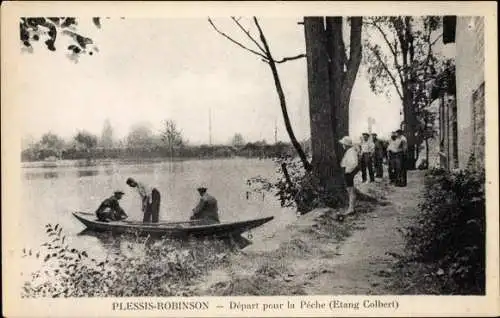 Ak Les Plessis Robinson Hauts de Seine, Depart pur la Peche