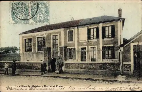 Ak Villiers le Mahieu Yvelines, Mairie, Ecole