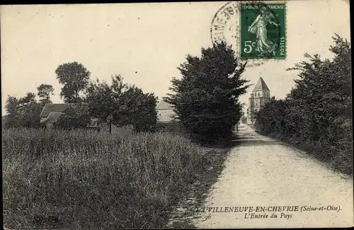 Ak La Villeneuve en Chevrie Yvelines, L'Entree du Pays