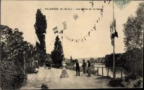 Ak Villennes sur Seine Yvelines, Les Bords de la Seine