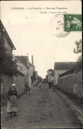 Ak Longnes Yvelines, La Fortelle, Rue des Vignettes
