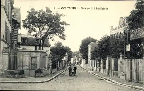 Ak Colombes Hauts de Seine, Rue de la Bibliotheque