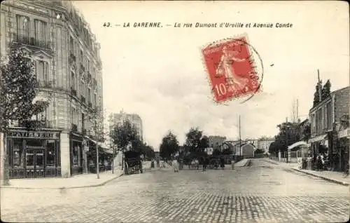 Ak La Garenne Colombes Hauts de Seine, La rue Dumont d'Urville et Avenue Comte