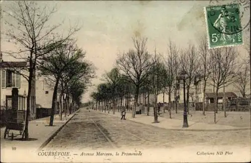 Ak Courbevoie Hauts de Seine, Avenue Marceau, la Promenade