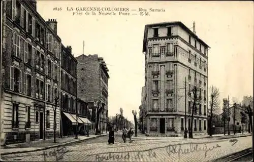 Ak La Garenne Colombes Hauts de Seine, Rue Sartoris prise de la Nouvelle Poste