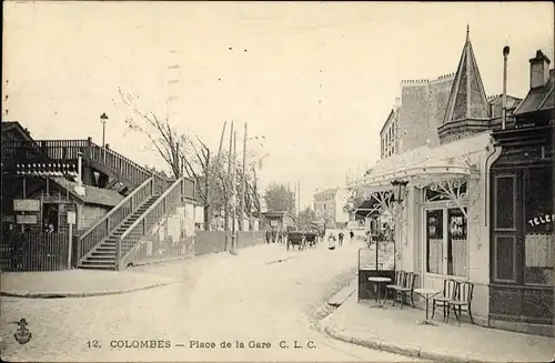 Ak Colombes Hauts de Seine, Place de la Gare