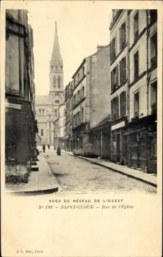 Ak Saint Cloud Hauts de Seine, Rue de l'Eglise