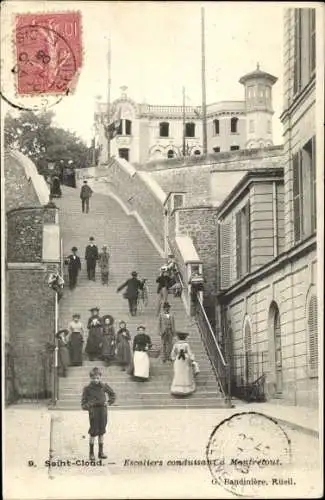 Ak Saint Cloud Hauts de Seine, Escaliers conduisant a Montretout