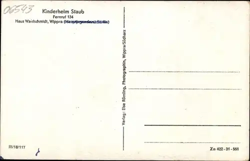 Ak Wippra Sangerhausen am Harz, Kinderheim Staub, Haus Waidschmidt