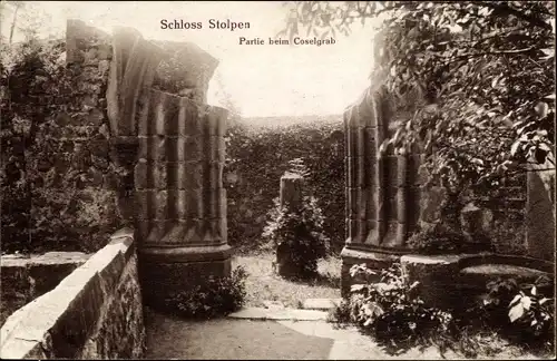 Ak Stolpen in Sachsen, Partie beim Coselgrab