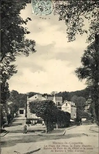 Ak Marnes-la-Coquette Hauts-de-Seine, Place des Fetes, la Porte Blanche, Entree du Parc de St Cloud