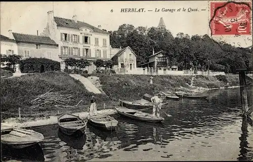 Ak Herblay Val d’Oise, La Garage et le Quai