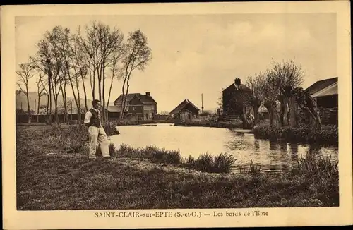 Ak Saint Clair Sur Epte Val d’Oise, Les bords de l'Epte