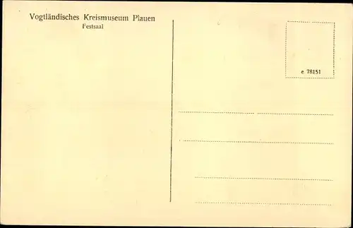 Ak Plauen im Vogtland, Festsaal