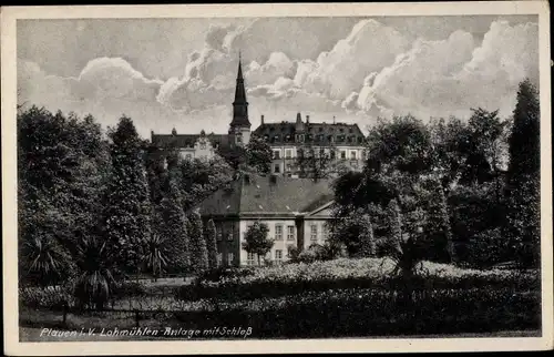 Ak Plauen im Vogtland, Lohmühlen Anlage mit Schloss