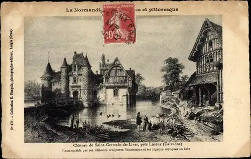 Künstler Ak Saint-Germain-de-Livet Calvados, Le Chateau
