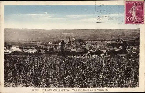 Ak Nolay Côte-d´Or, Vue generale et le Vignoble