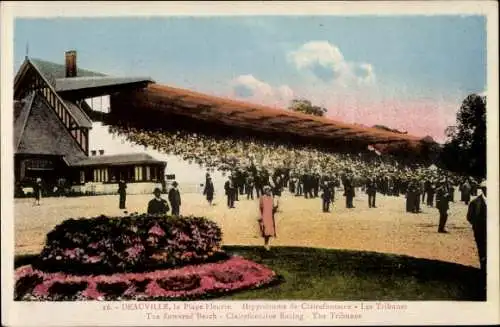 Ak Deauville Calvados, la PLage Fleurie, Hippodrome de Clairefontaine