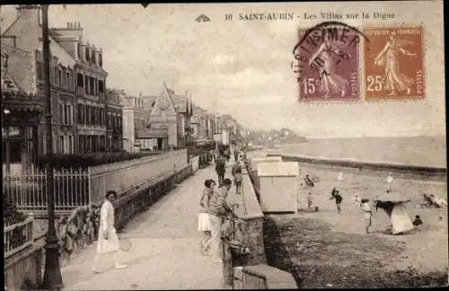 Ak Saint Aubin sur Mer Calvados, Les Villas sur la Digue